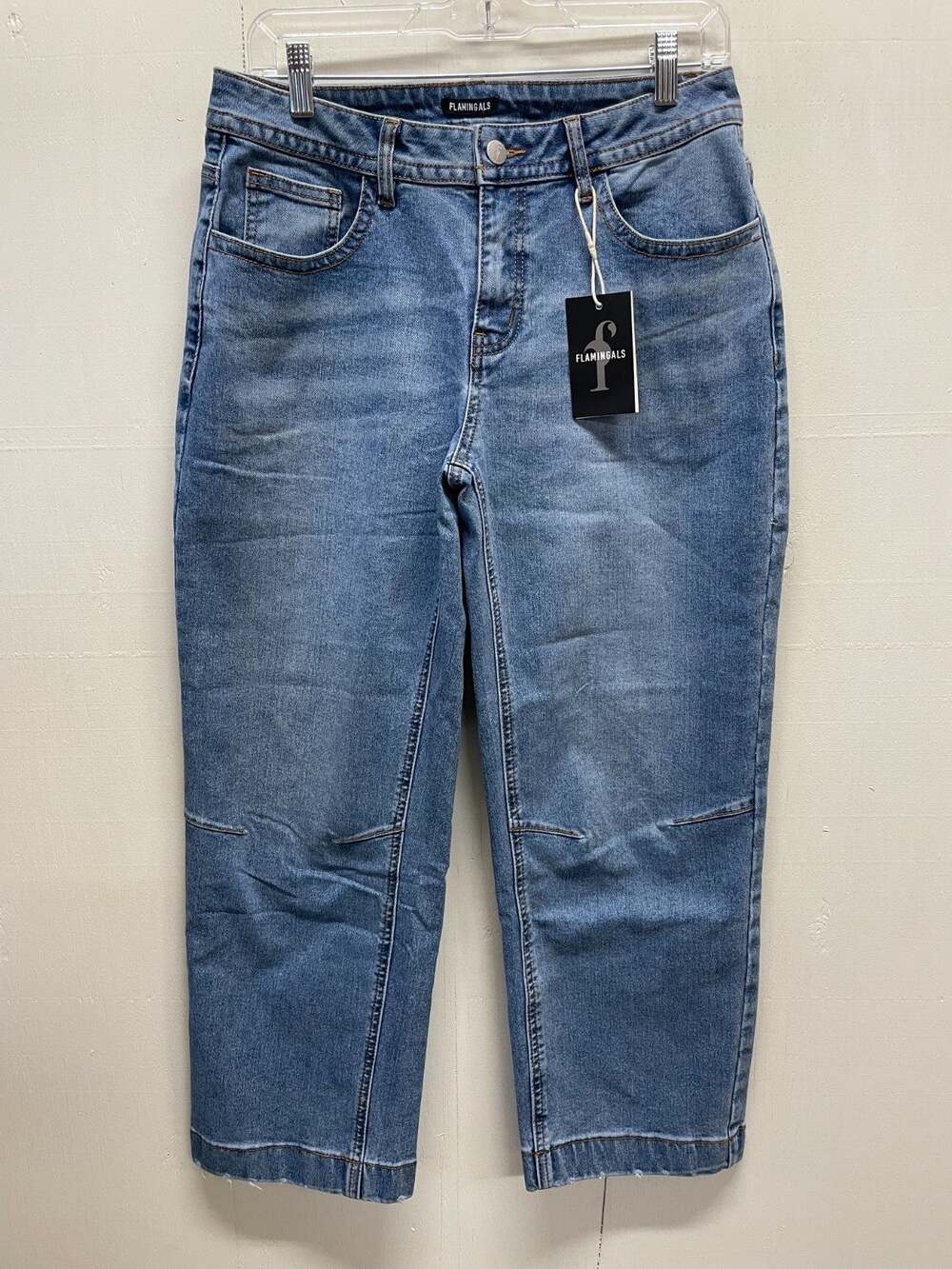 Flamingals Stitch Detail Barrel Leg Crop Jeans Sz Medium Style#271175YZM NWT